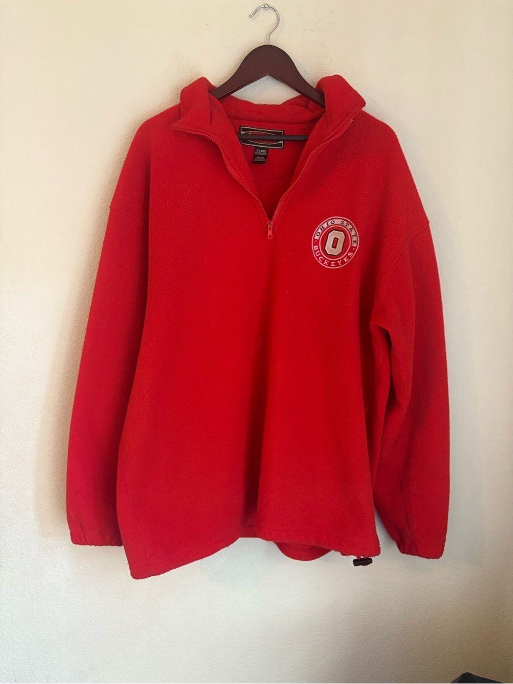 Ohio State Buckeyes Red Fleece Quarter Zip Pullover Jacket XL